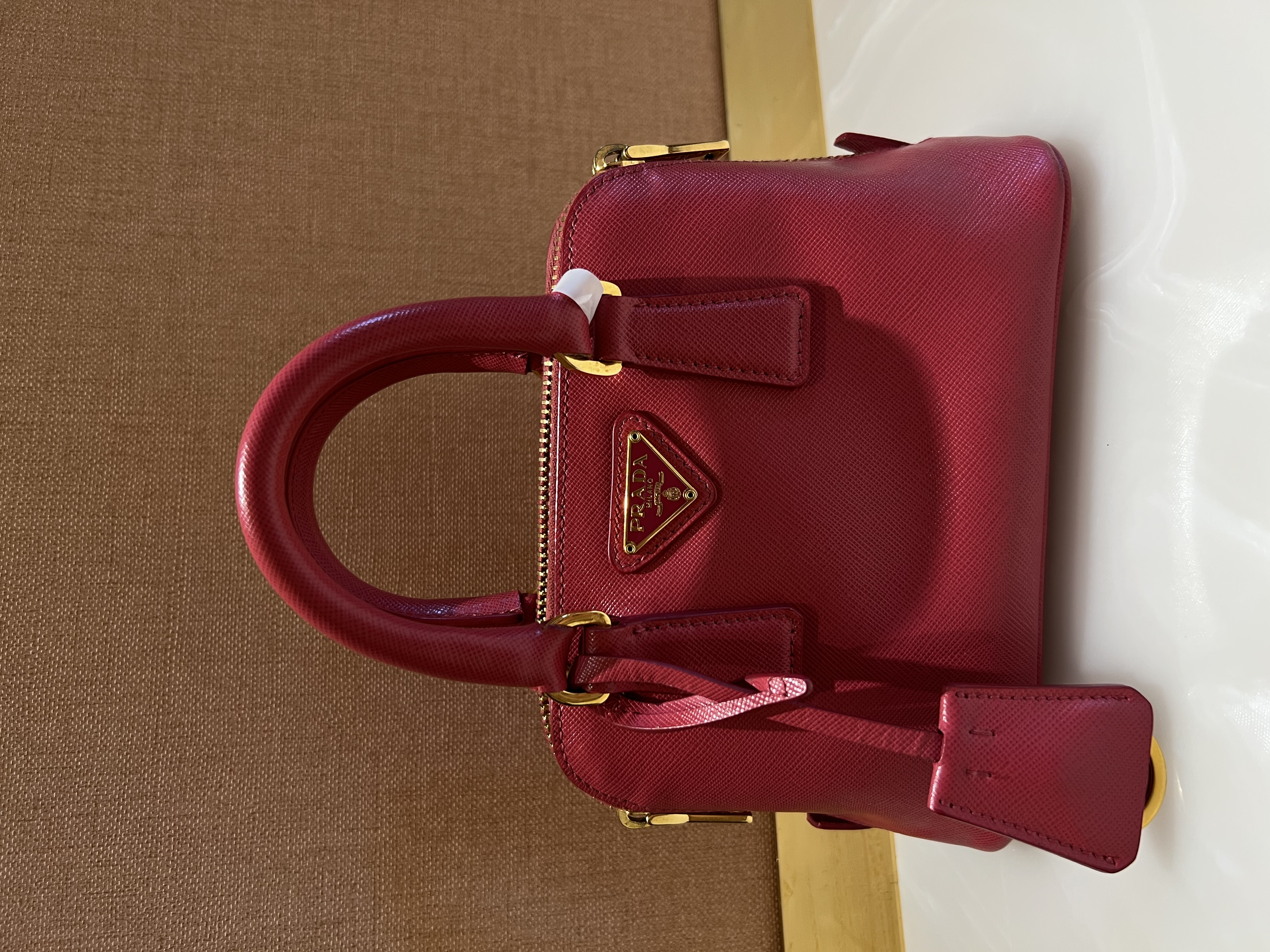 99新 Prada/普拉达 【TVB识货】PRADA玫红色贝壳包