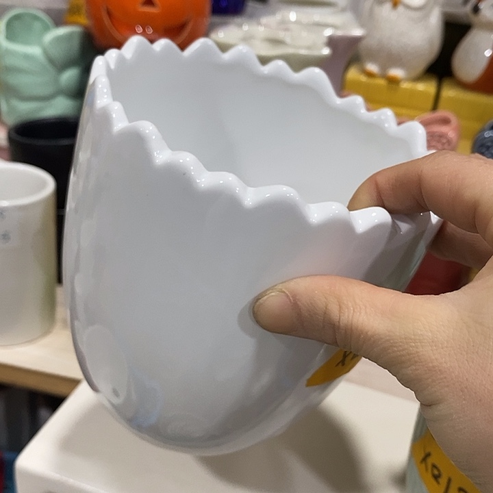 摆件陶陶盆有孔 瑕疵针孔漏釉介意勿拍外口 13外高13