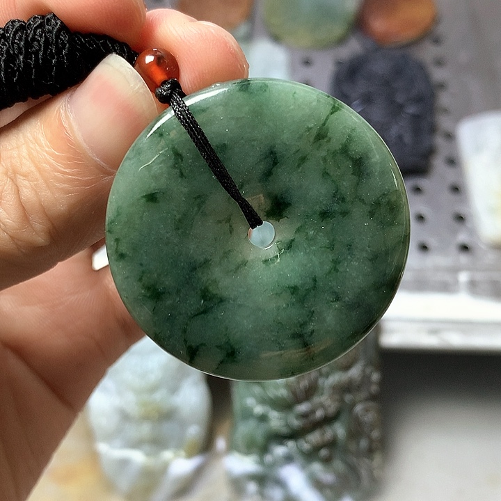 颈饰未镶嵌翡翠缅甸翡翠飘花平安扣