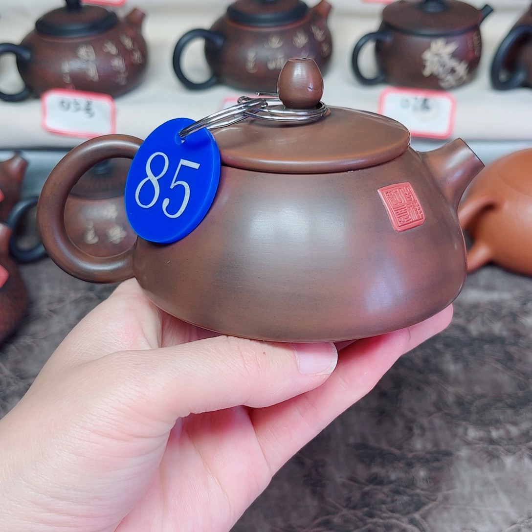 200毫升微微瑕纯手工堆雕短嘴石瓢壶
