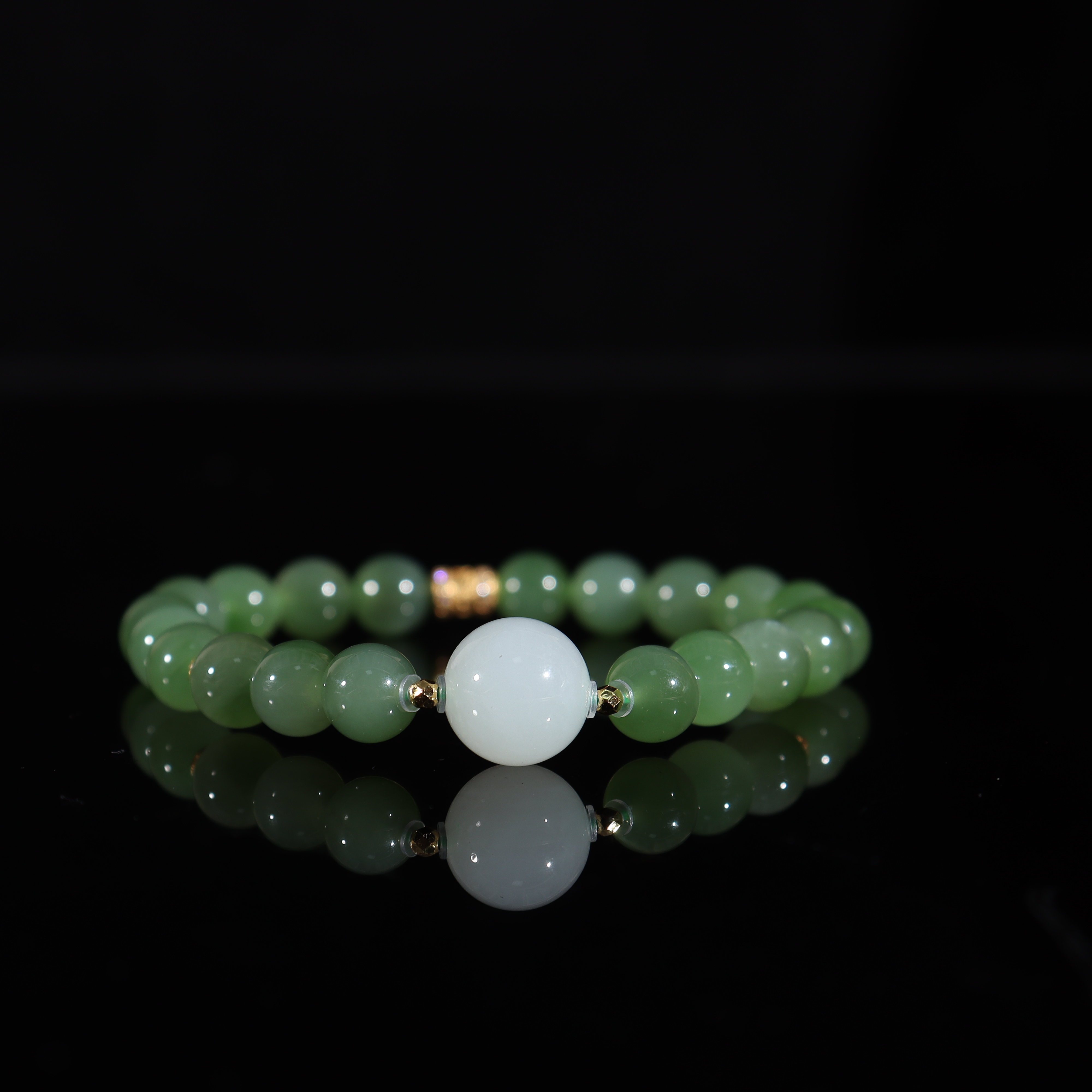 s925银和田玉碧玉8mm手串（多样性发货，拍一发一）