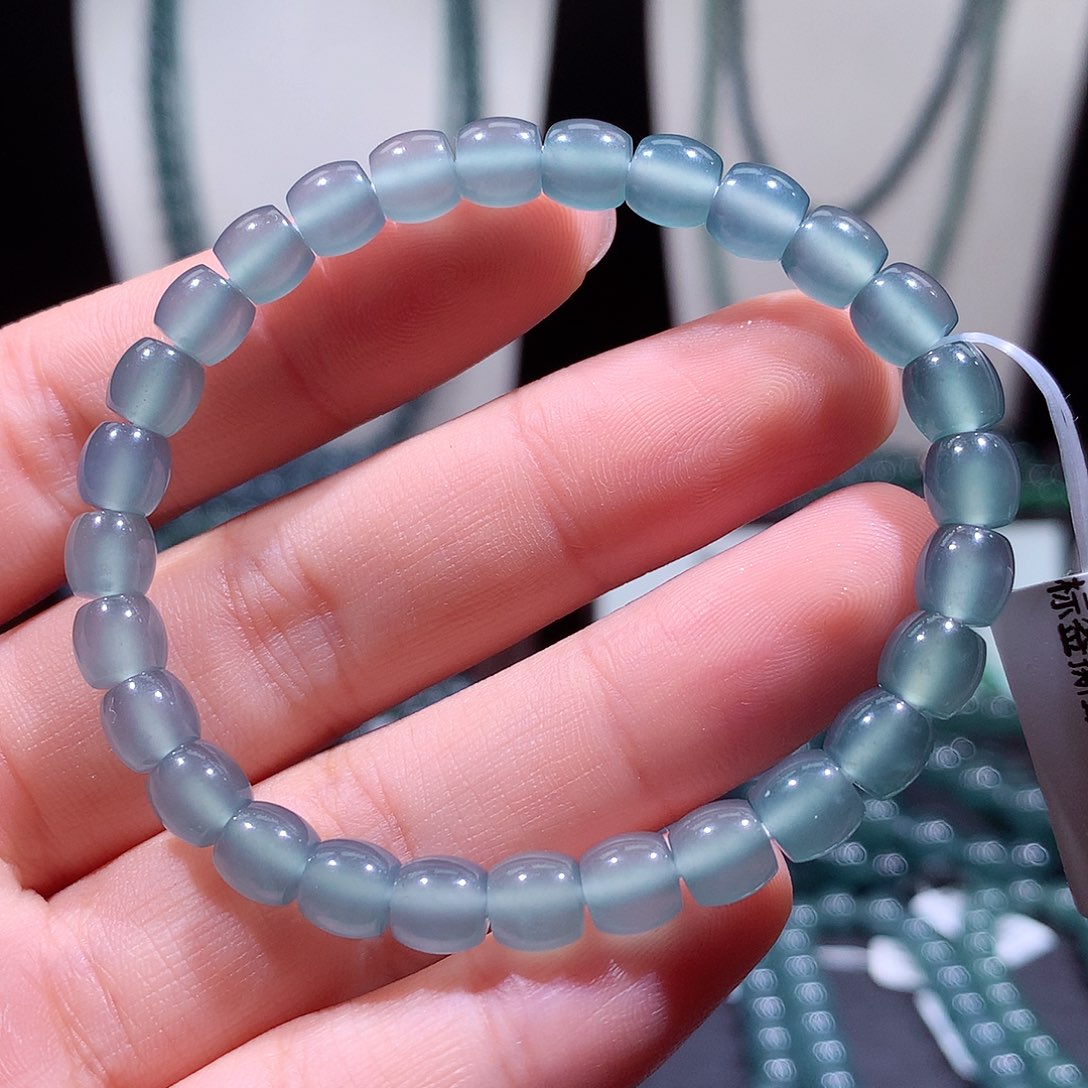 翡翠未镶嵌手链天然a货翡翠手串6.5