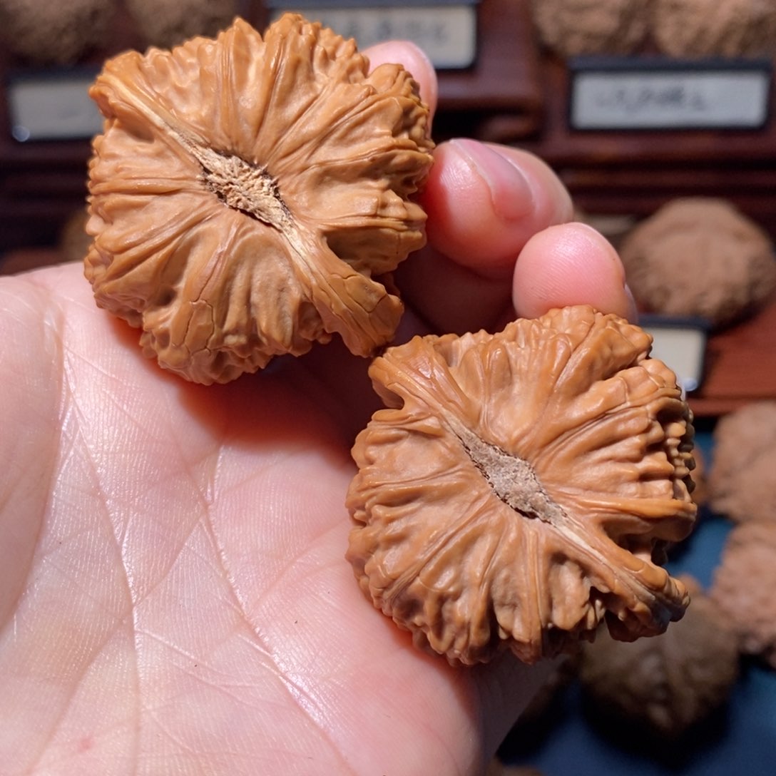 文玩核桃把件三角白微修41+