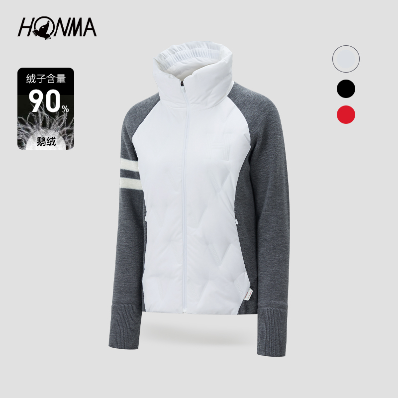 【专业高尔夫】经典女士HONMA衫羽绒防寒立领撞色鹅绒HWKQ121R610