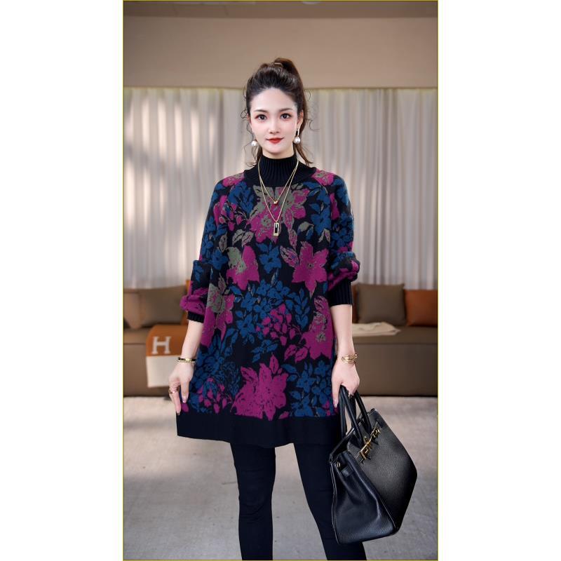 高端品质【玲珑】冬季新款时尚百搭针织保暖洋气加厚毛衣裙-3045#