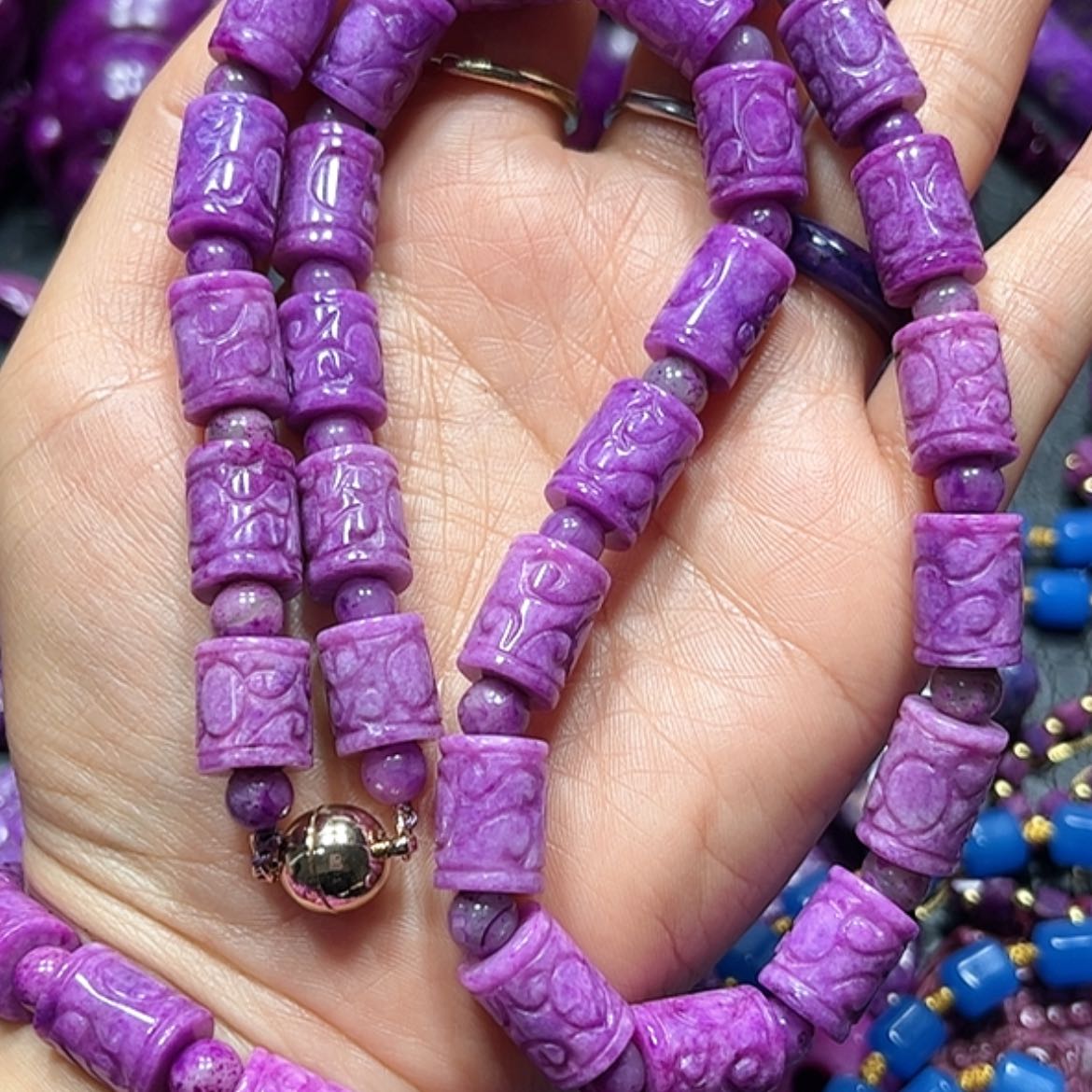 【闪购商品】琉璃配饰隅舒具石老油料一套路路通泥地丝绒樱花粉高货