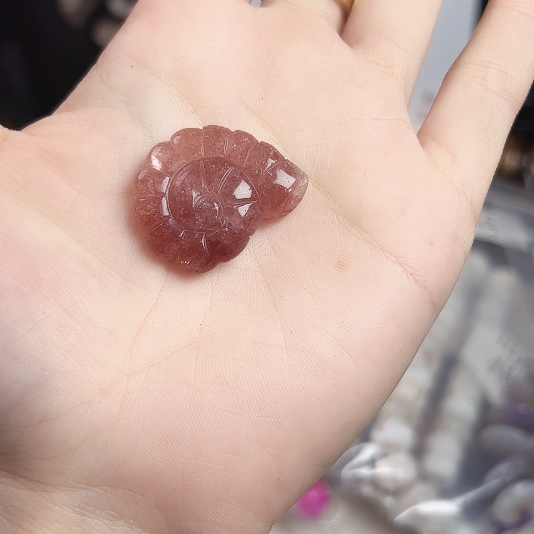 玛瑙/玉髓合金珠宝半成品h522 草莓晶螺螺一颗