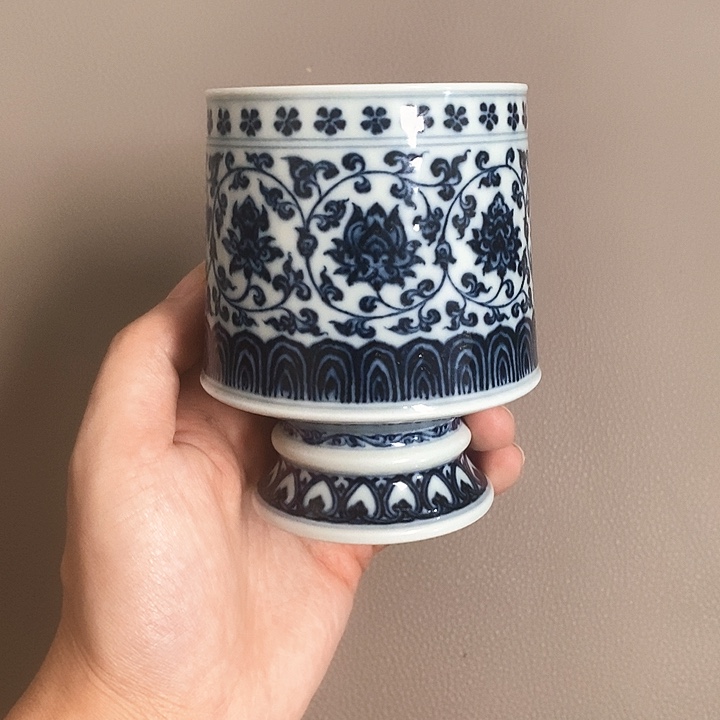 【知还窑】孤品缠枝莲凯恩杯