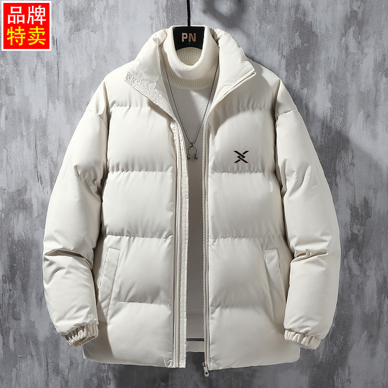 美式加厚保暖防风宽松棉衣面包服男装青少年精致韩风印花拉链外套