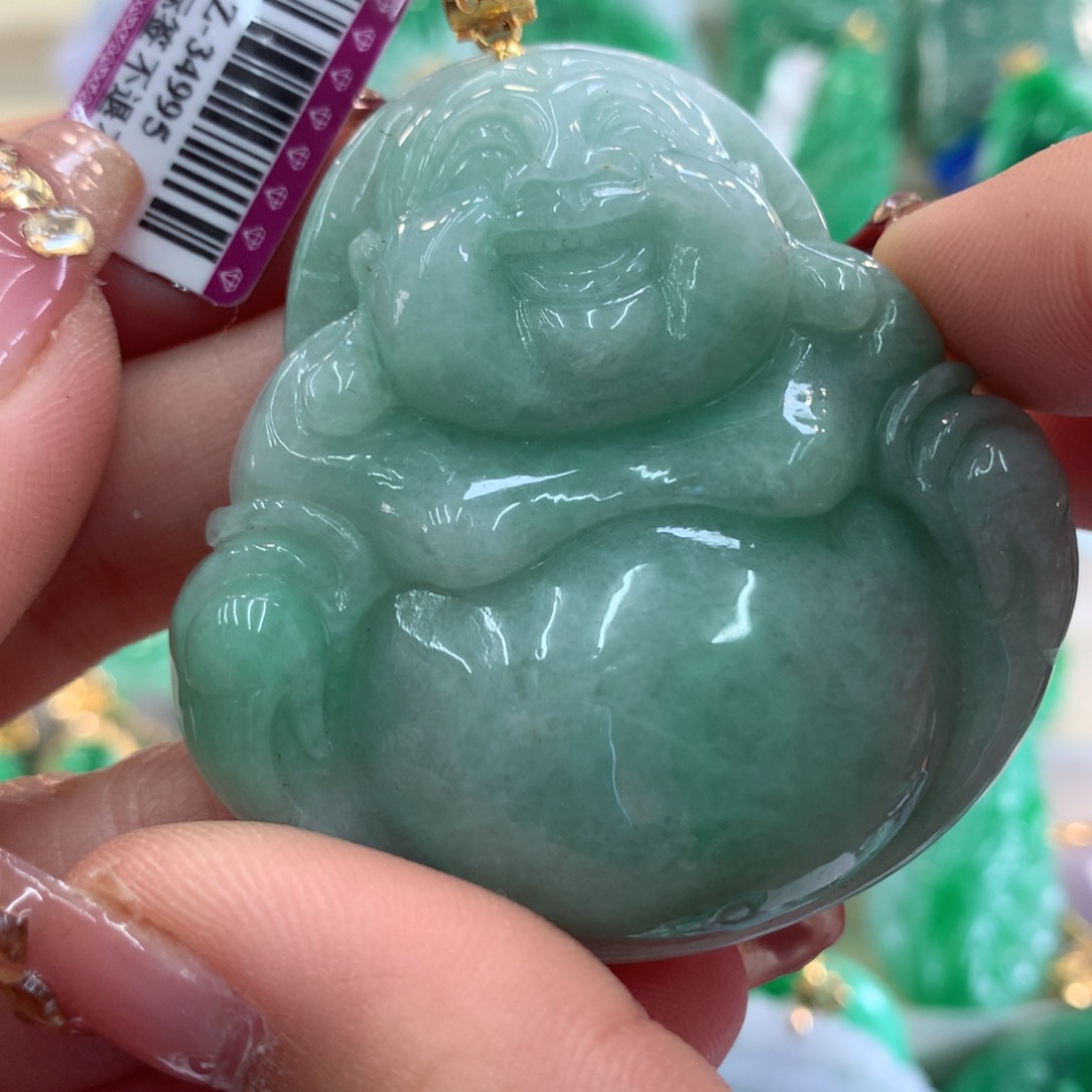 翡翠吊坠(不含链)18K金镶嵌