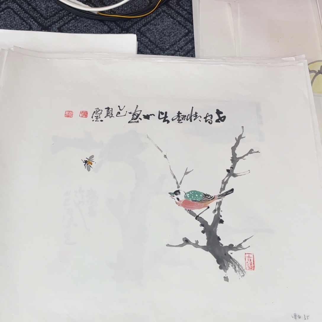 国画三尺斗方花鸟作品m