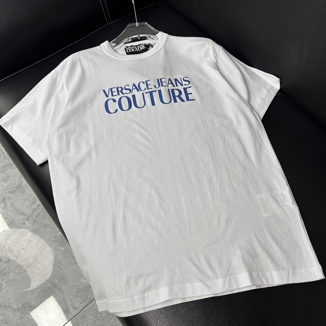 全新未使用 VERSACE/范思哲 Jeans男士白色印字圆领短袖T恤149371