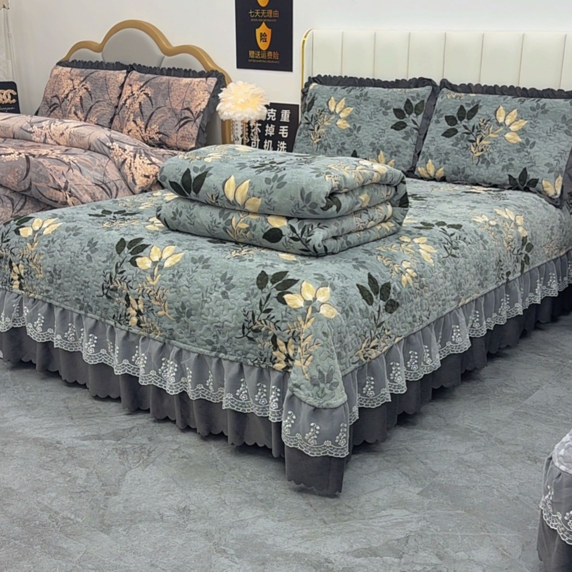 牛奶绒四件套床盖被套双面绒珊瑚绒冬季加厚夹棉保暖防滑防静电