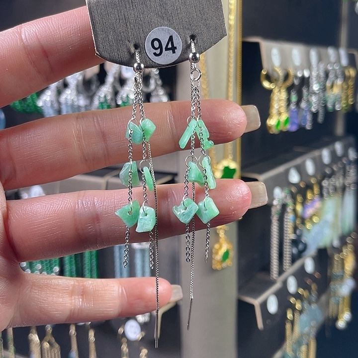 翡翠银S925镶嵌耳饰翡翠