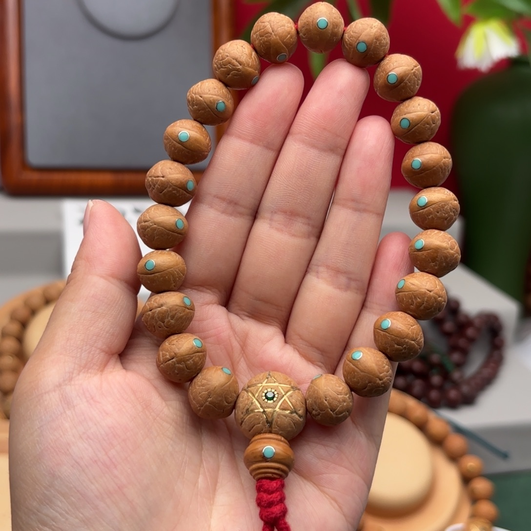 凤眼菩提手串12左右蓝钉手串