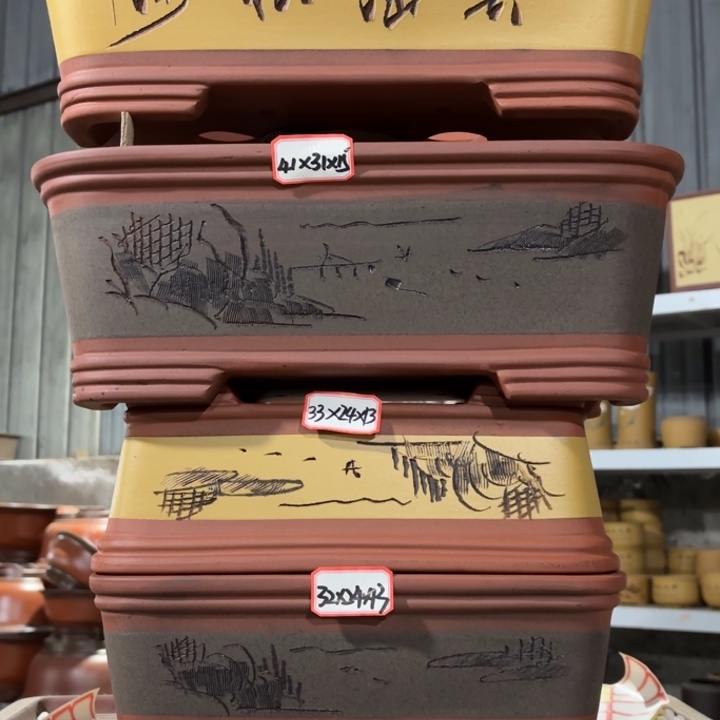 紫砂花盆128-4。          