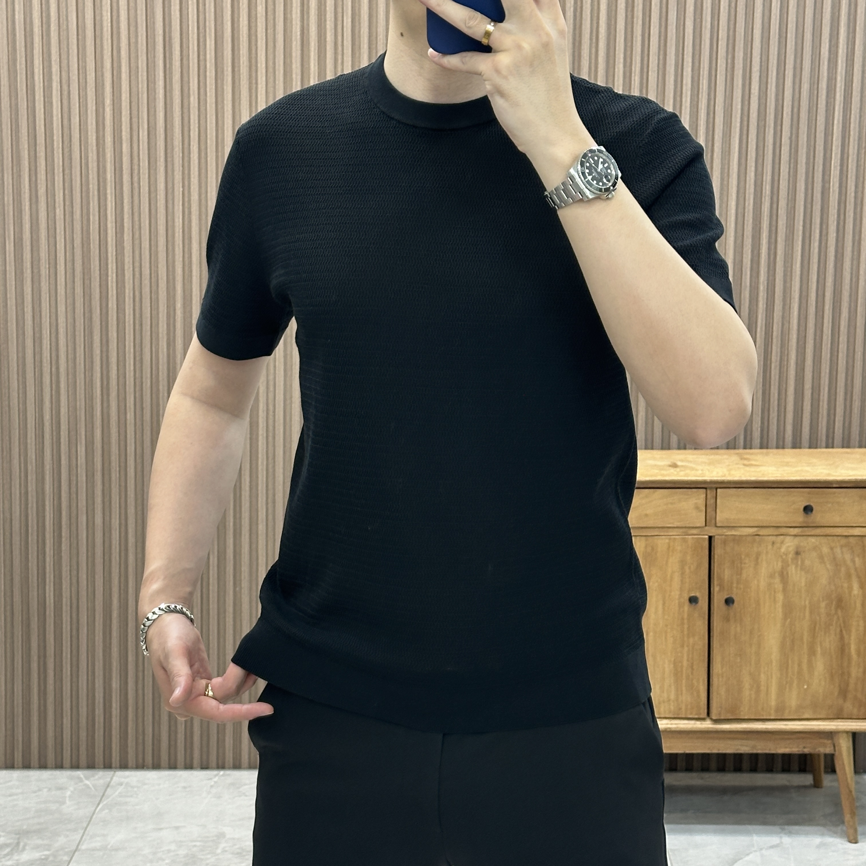 男士圆领针织短袖t恤男春季2025新款简约百搭休闲修身半袖8860