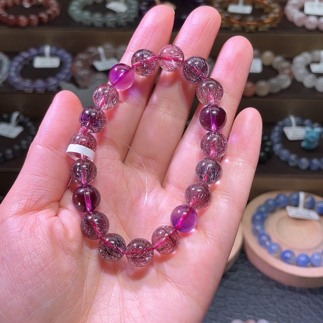 水晶手链未镶嵌超七手链，晶体通透