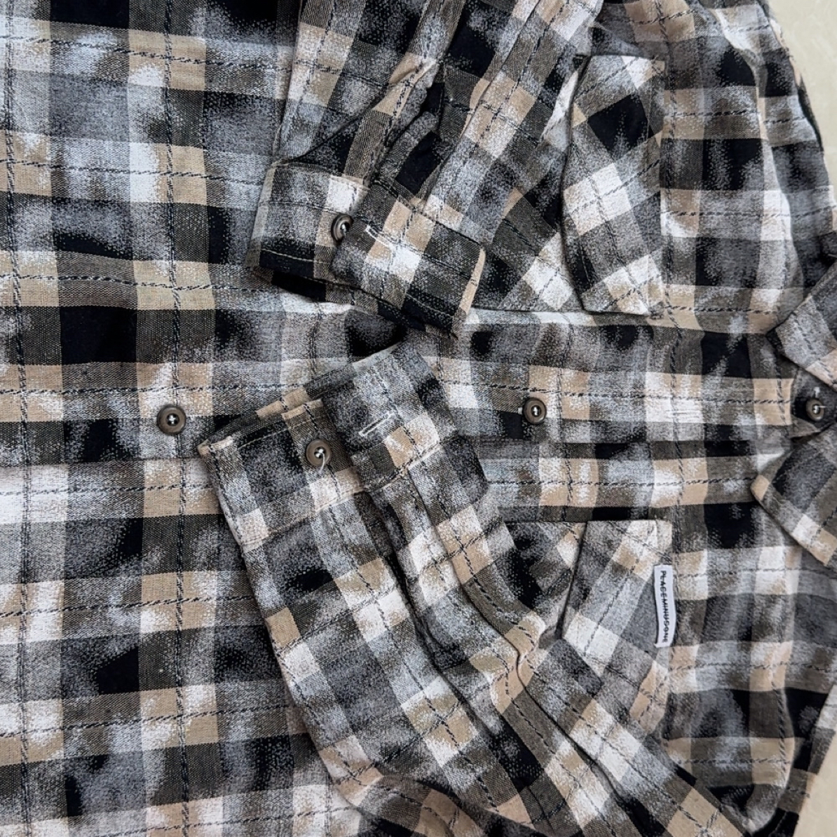 美式复古经典做旧格纹长袖衬衫男女宽松休闲通勤上衣