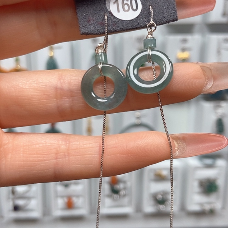 【闪购商品】翡翠耳饰银S925镶嵌耳饰