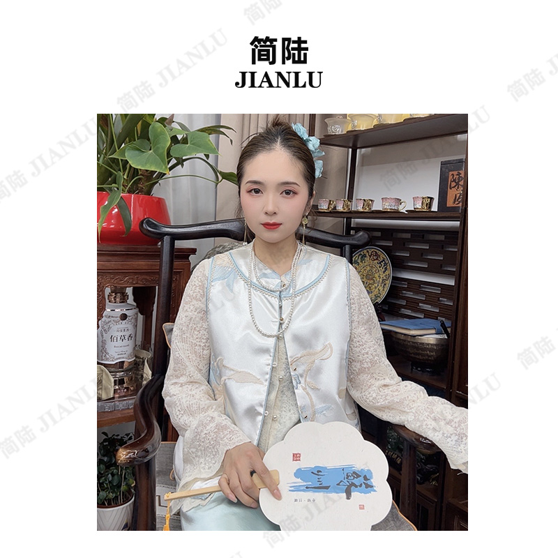 【岚素】新中式国风高级感刺绣马甲女装2025春季新款洋气上衣-9021