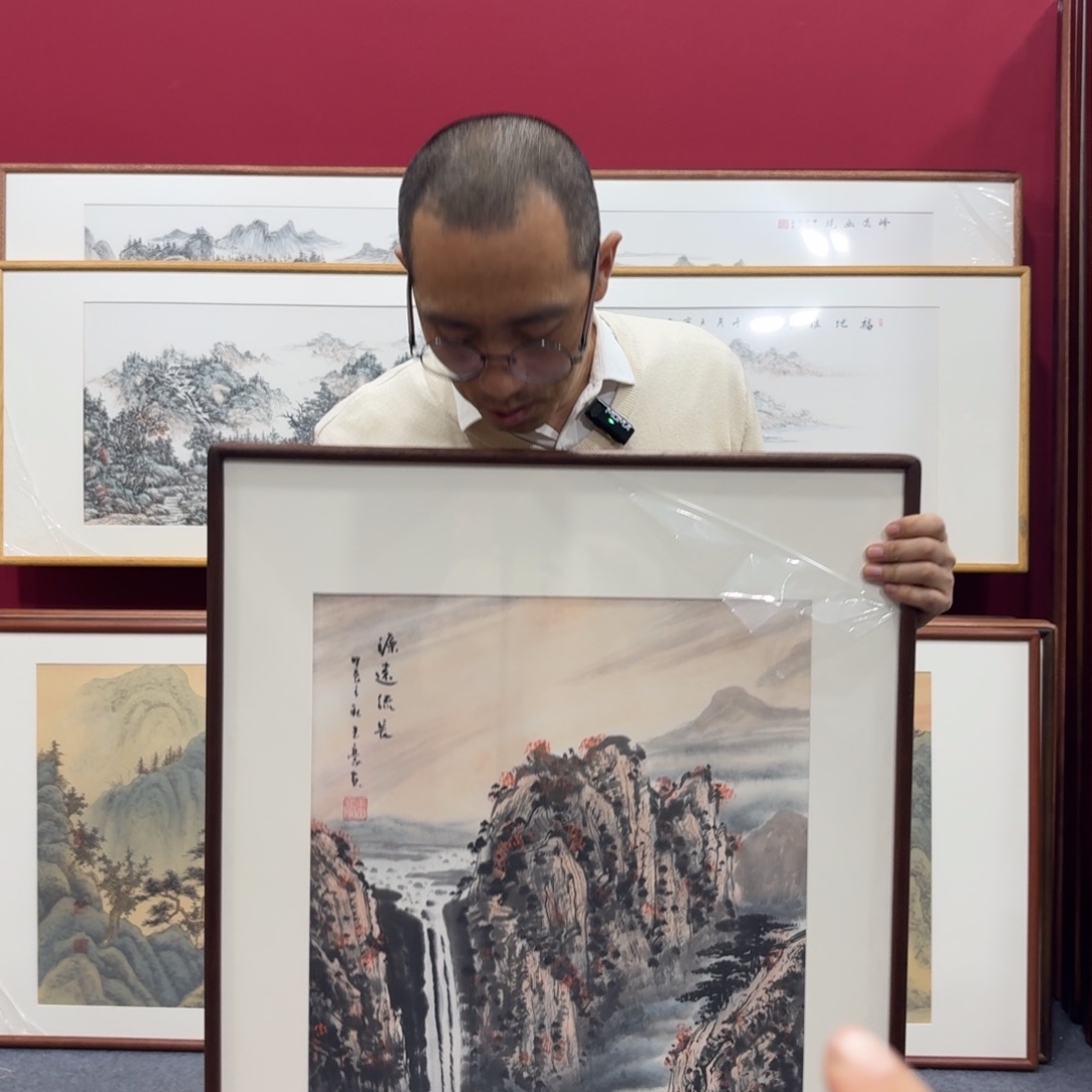 国画手绘作品带框包邮60成90