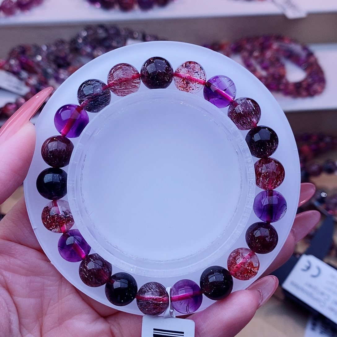 未镶嵌手链水晶黑加仑超七9m+