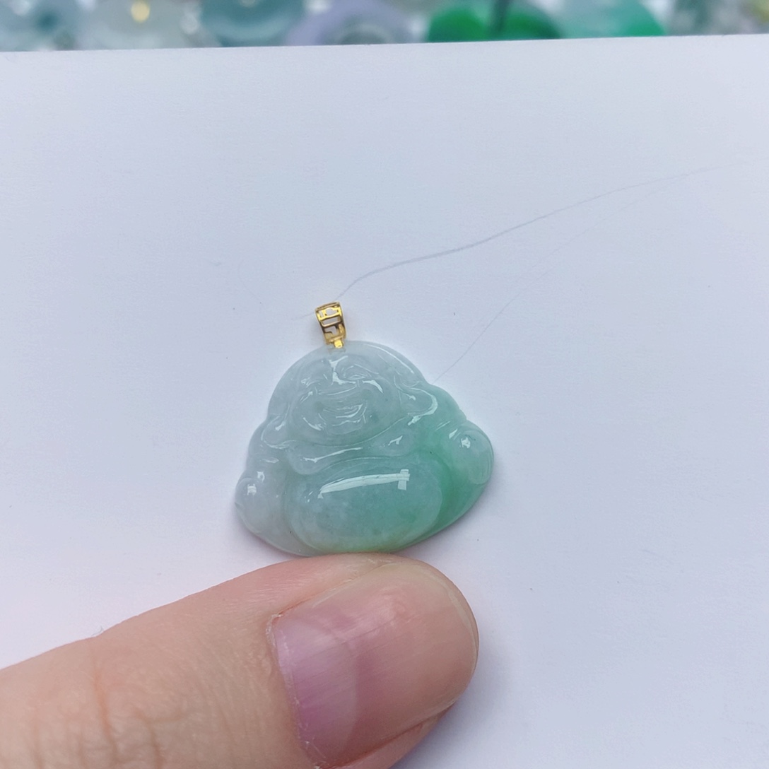 颈饰18K金镶嵌翡翠天然缅甸翡翠