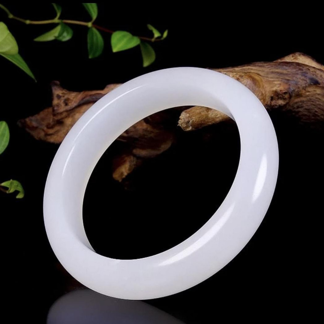 天然新疆和田种料金丝白月光手镯白色精美高冰白手镯在线女士