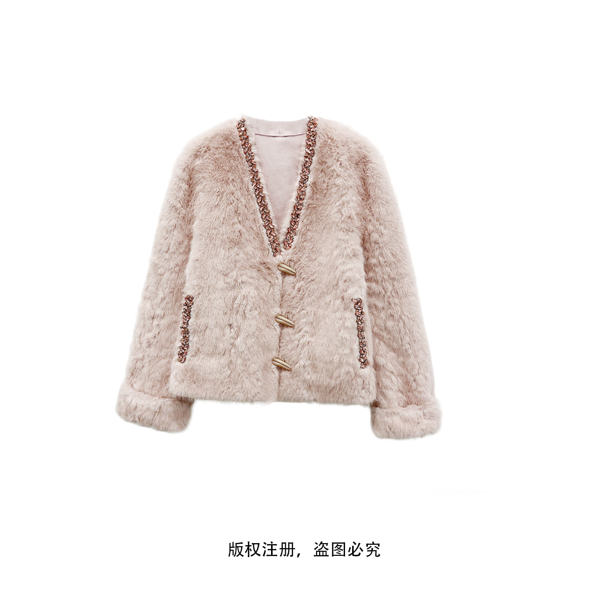 新款气质时髦保暖V领中长款外套女25012111