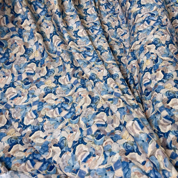 天然丝麻布料蓝海涟漪