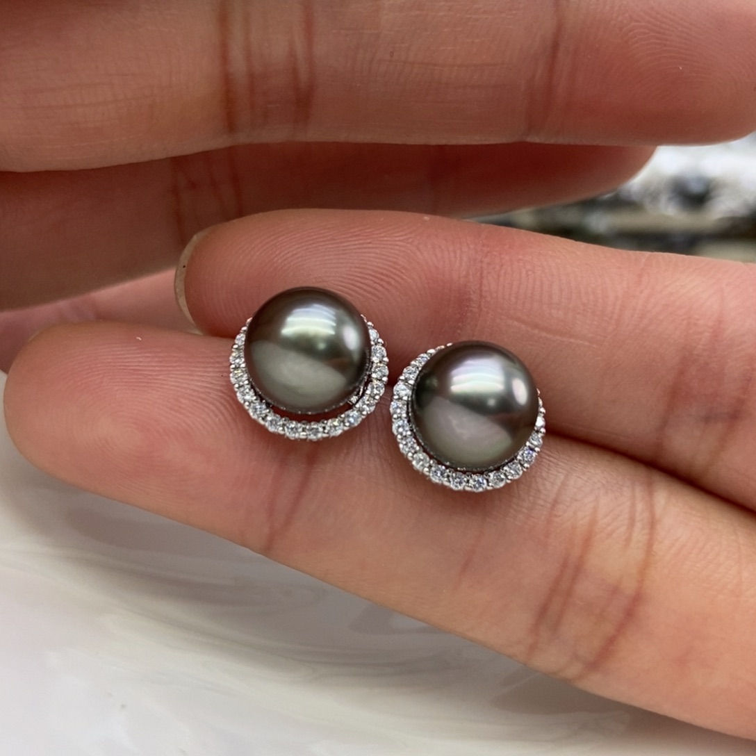 海水珍珠耳饰银S925镶嵌