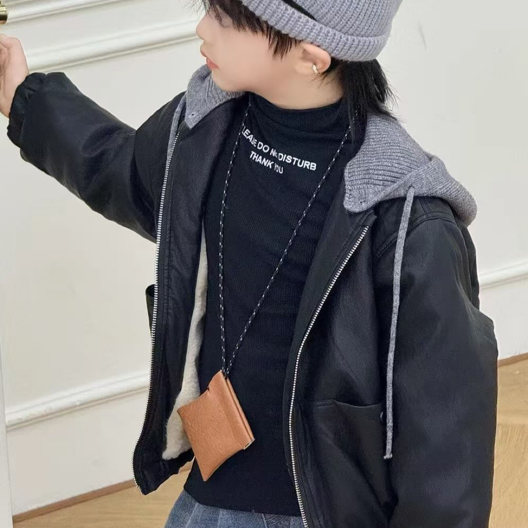 男女童秋冬加绒连帽外套