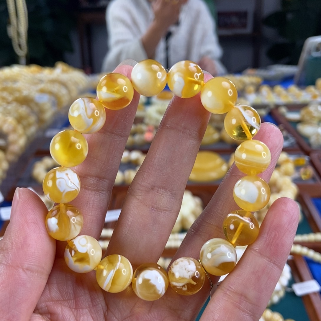 琥珀手链未镶嵌12圆珠17