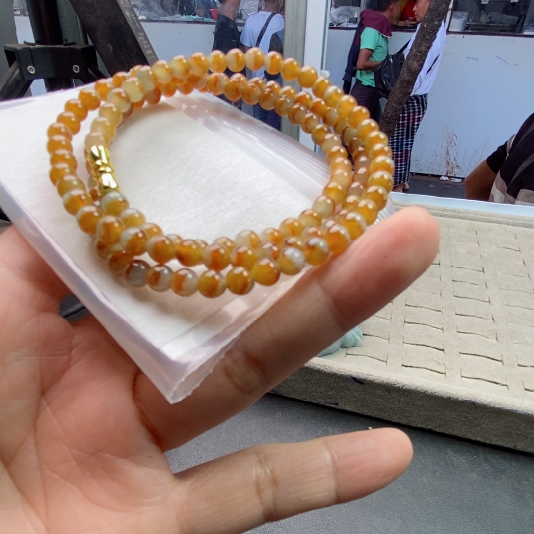 定制翡翠未镶嵌夕*翡翠定制手链