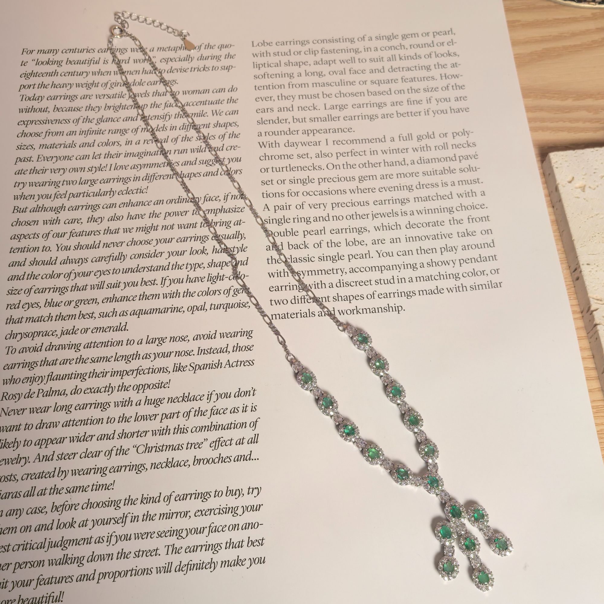 S925银天然祖母绿流苏项链多样性发一