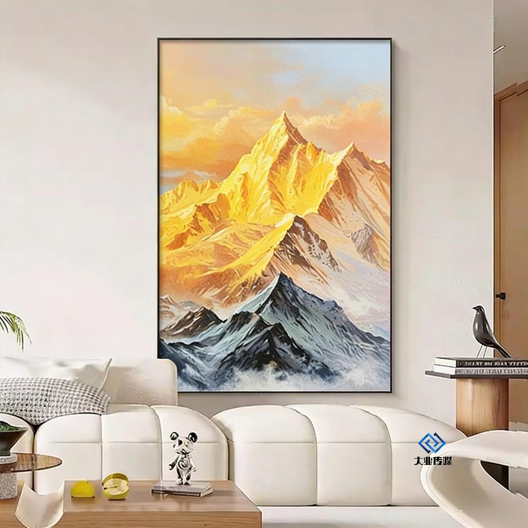 【直播】现代简约日照金山客厅装饰画高级感落地画轻奢大气沙发背