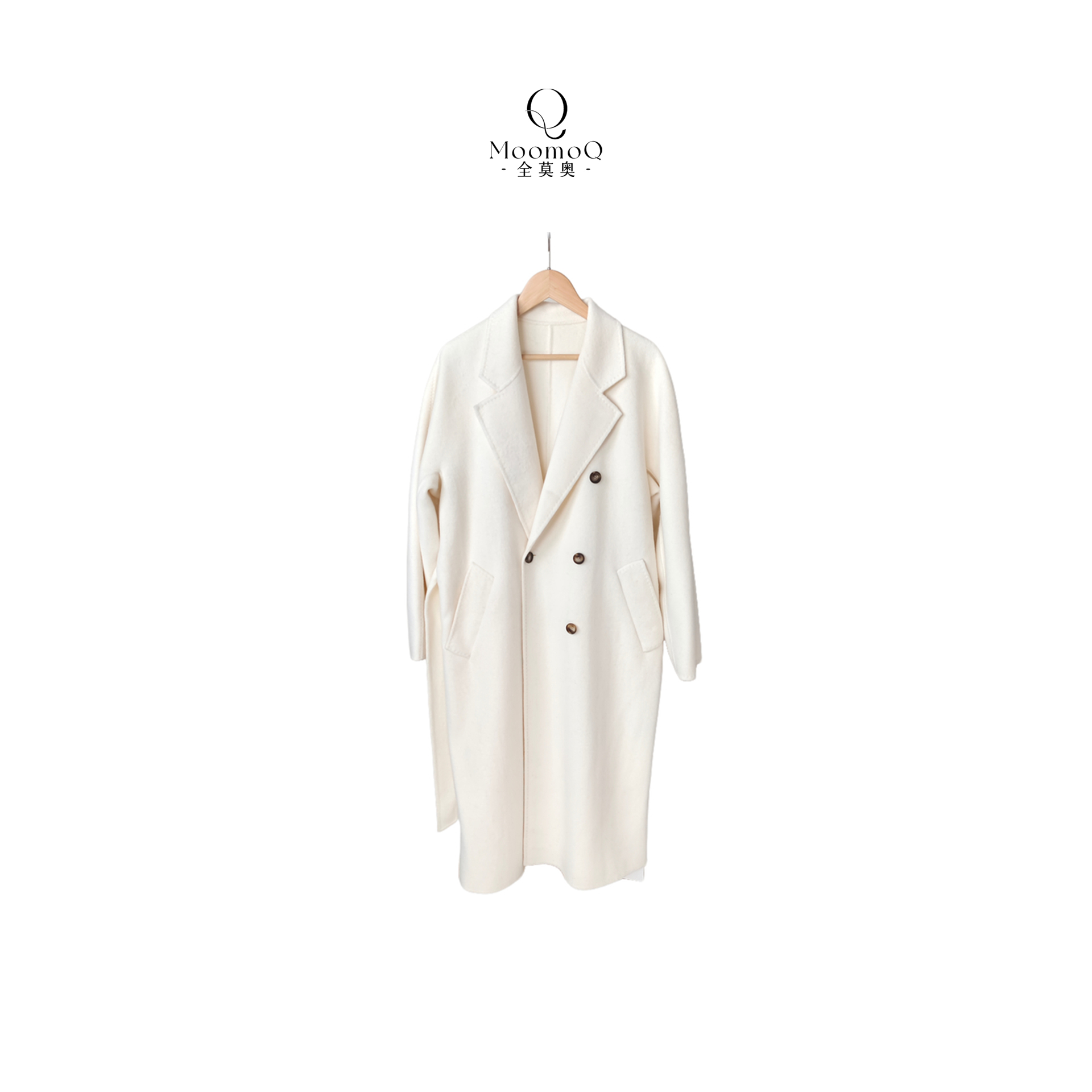 【雪绒花】秋冬轻奢长款双排扣时尚气质中长款双面呢大衣毛呢外套