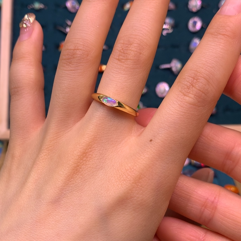 【闪购商品】欧泊戒指裸石定制不退不换银S925镀金镶嵌亨*力