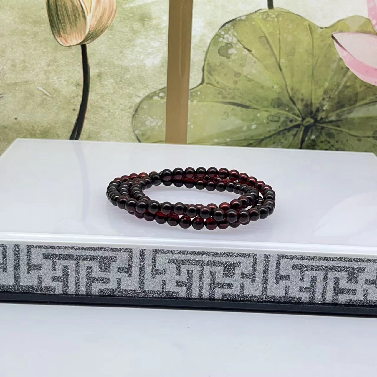 天然净水血珀三圈手串 M817—多样性发