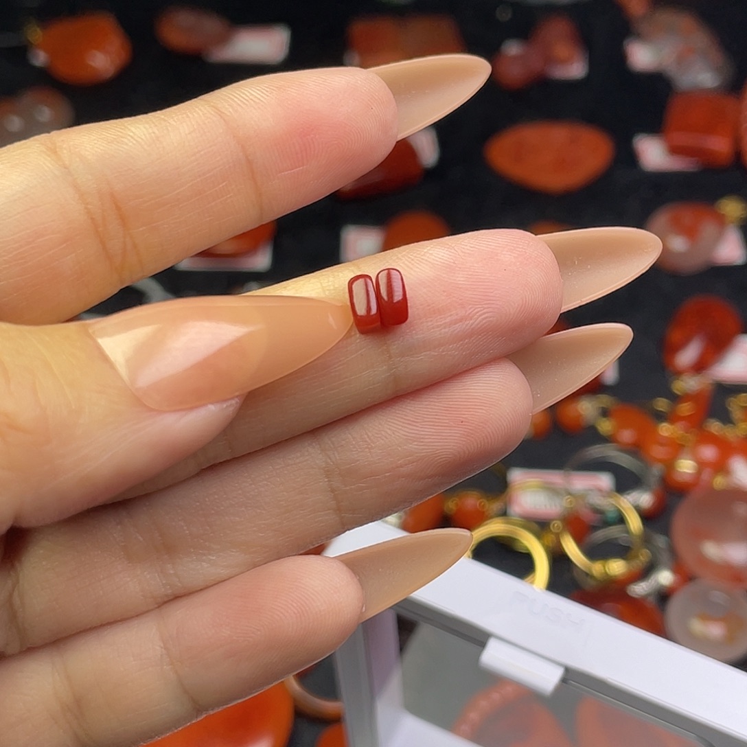 ****~南红玛瑙未镶嵌戒面原矿南红戒面一对