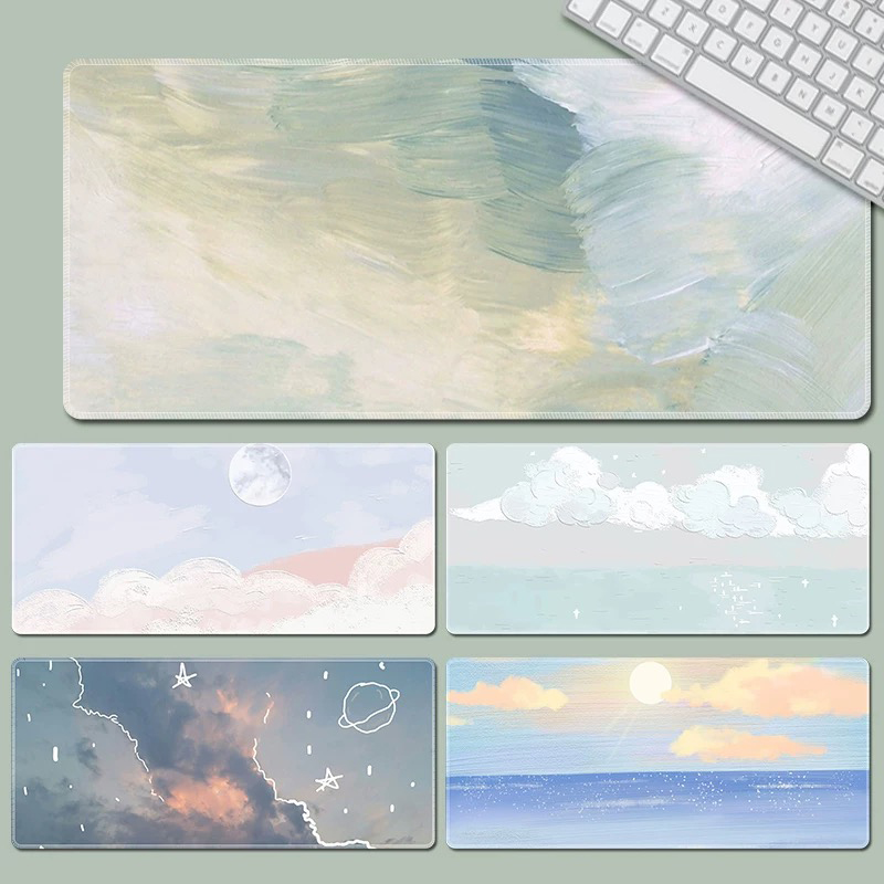 清新风景鼠标垫简约办公超大唯美小清新女生防滑耐脏ins滑鼠标垫