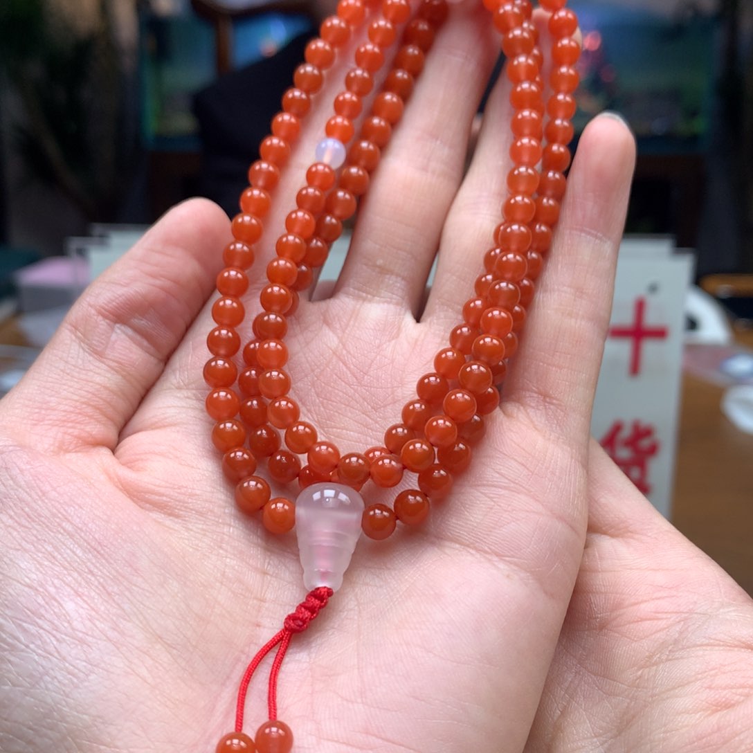 南红玛瑙108串未镶嵌西山杨柳5mm