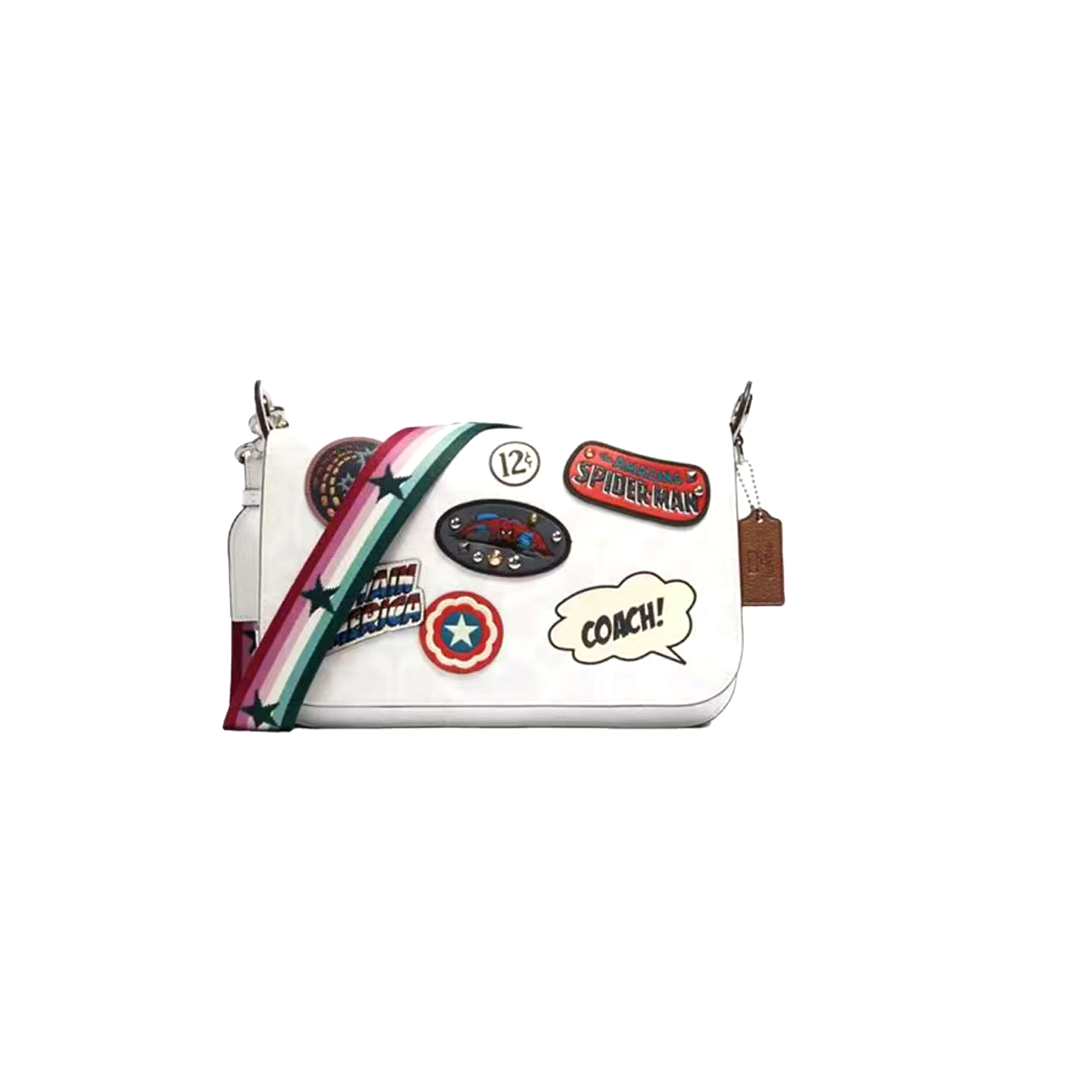 95新 COACH/蔻驰 蔻驰冰川白印花翻盖单肩包/E5082/28X18X8