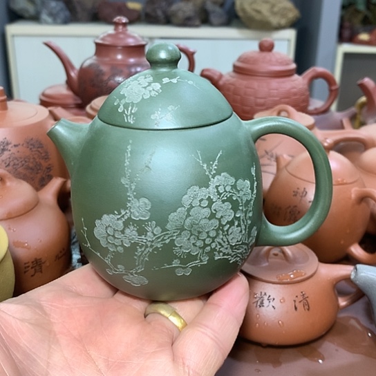 紫砂茶杯全手工制作原矿墨绿泥紫砂壶容量260