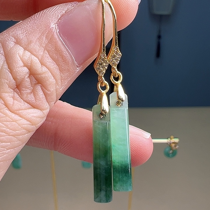 翡翠耳饰银S925镶嵌耳饰