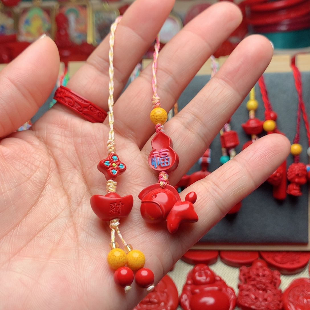 天然辰砂工艺品朱砂手机坠