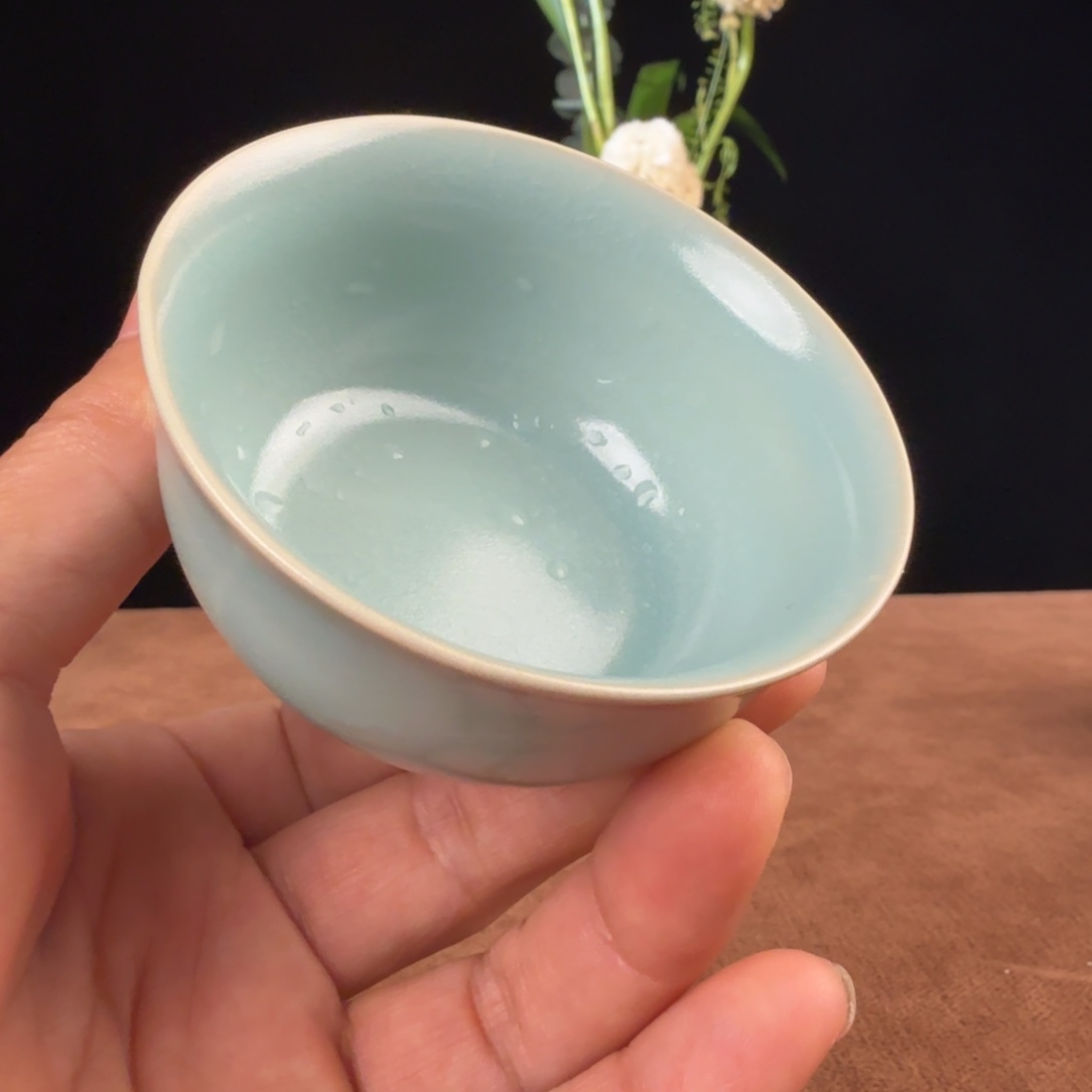 瓷杯子汝瓷小冰花鸡缸杯