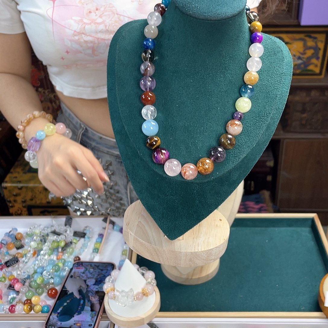 水晶手链银S925镀金镶嵌