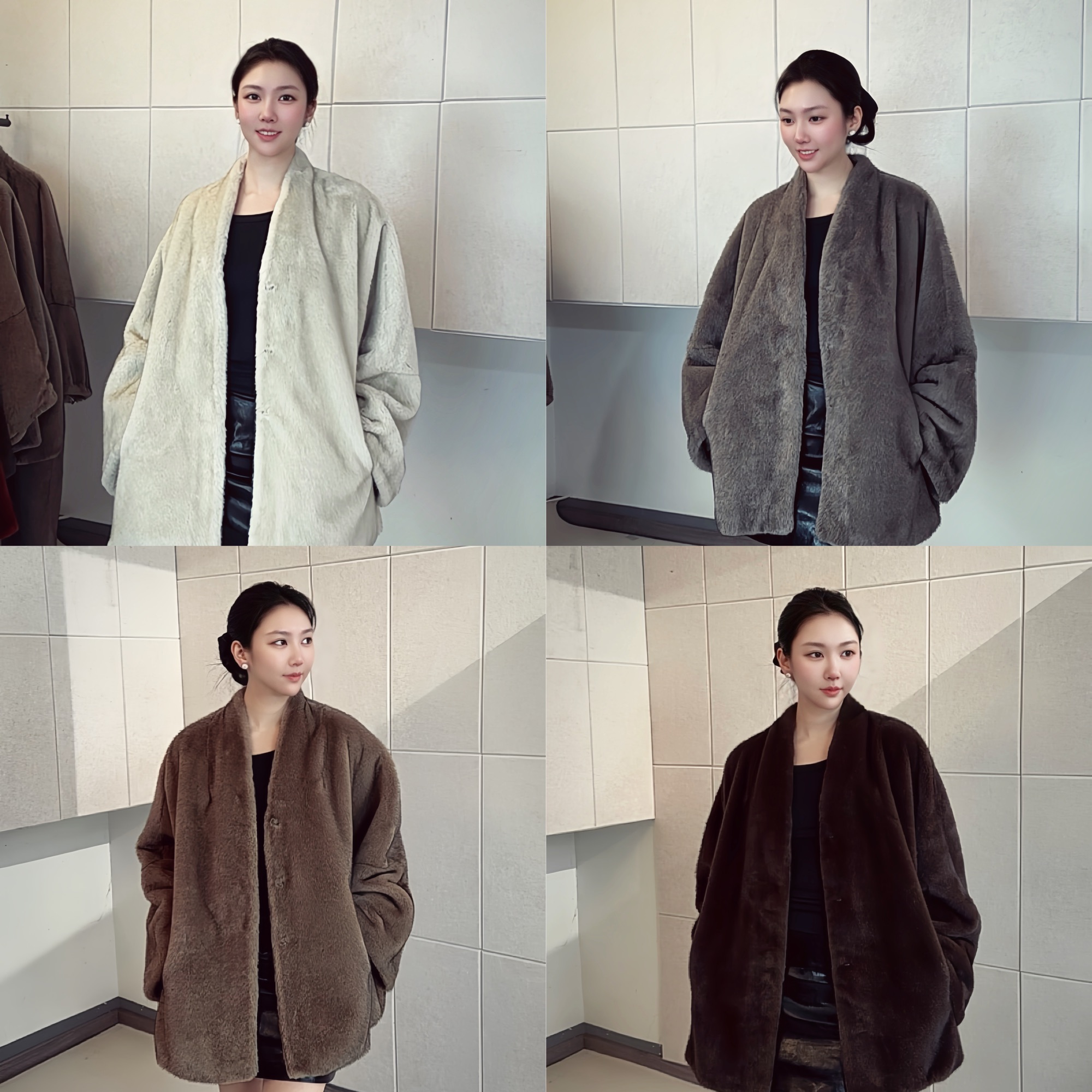 芸诺Mia“实穿主义”慵懒感时尚老钱风短款仿皮毛一体厚毛毛外套